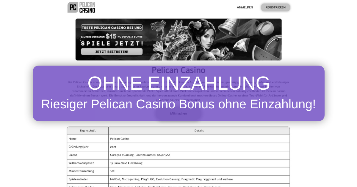 pelican casino no deposit bonus - 2026 Bewertung Deutschland